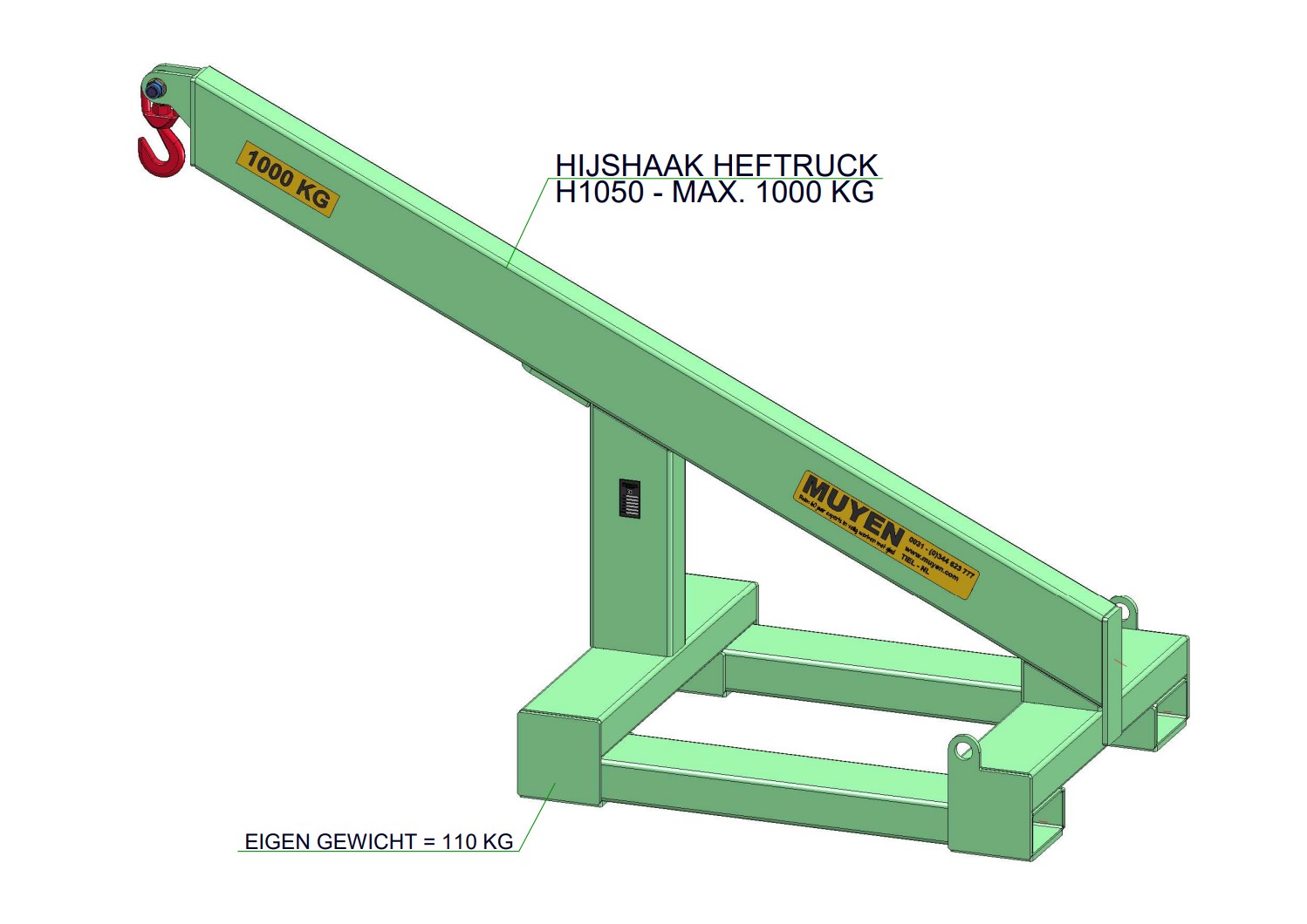 H1050 hijshaak voor op heftruck