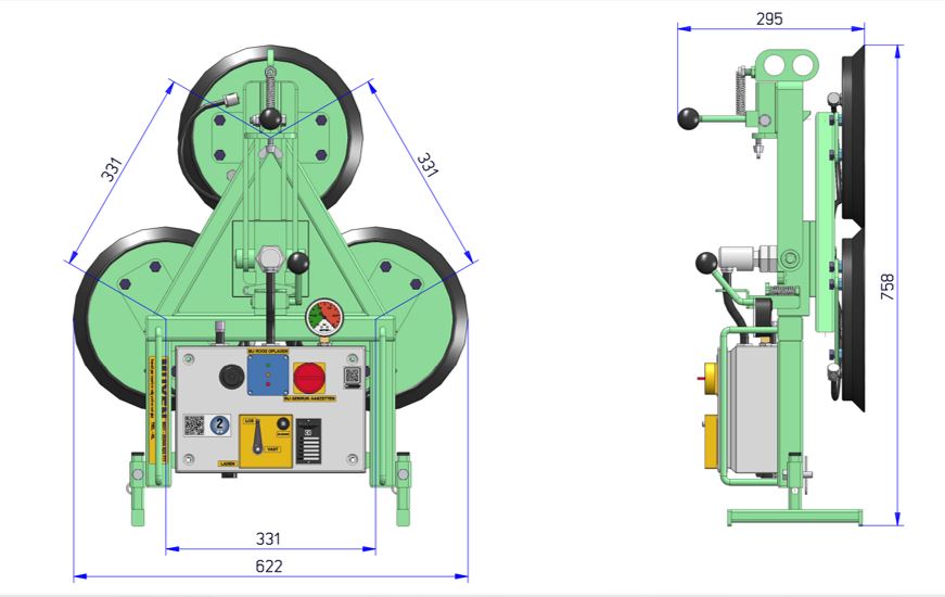 Va720 glaszuiger op accu 350 kg