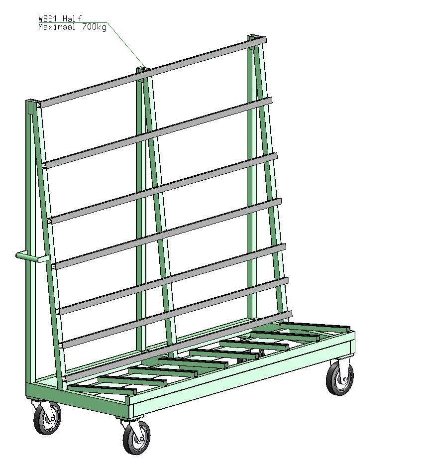 glaskar enkelzijdig w861, 750 kg